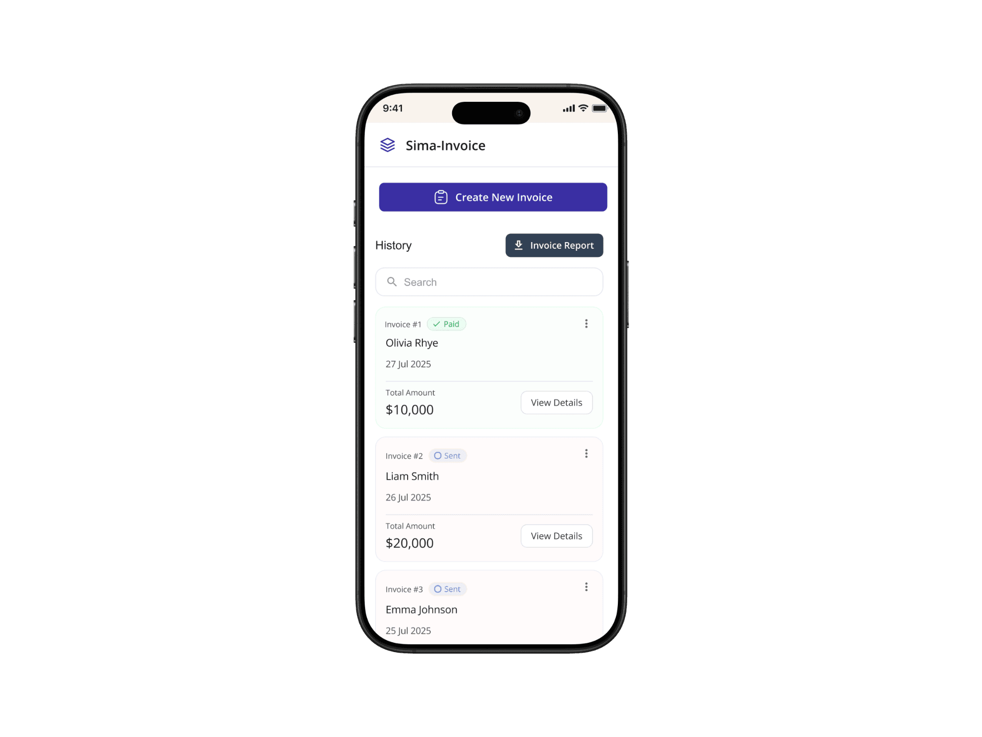 Invoice phone preview